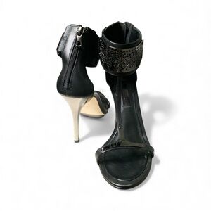 BCBG Maxazria Chic Black and Silver Stiletto Heels